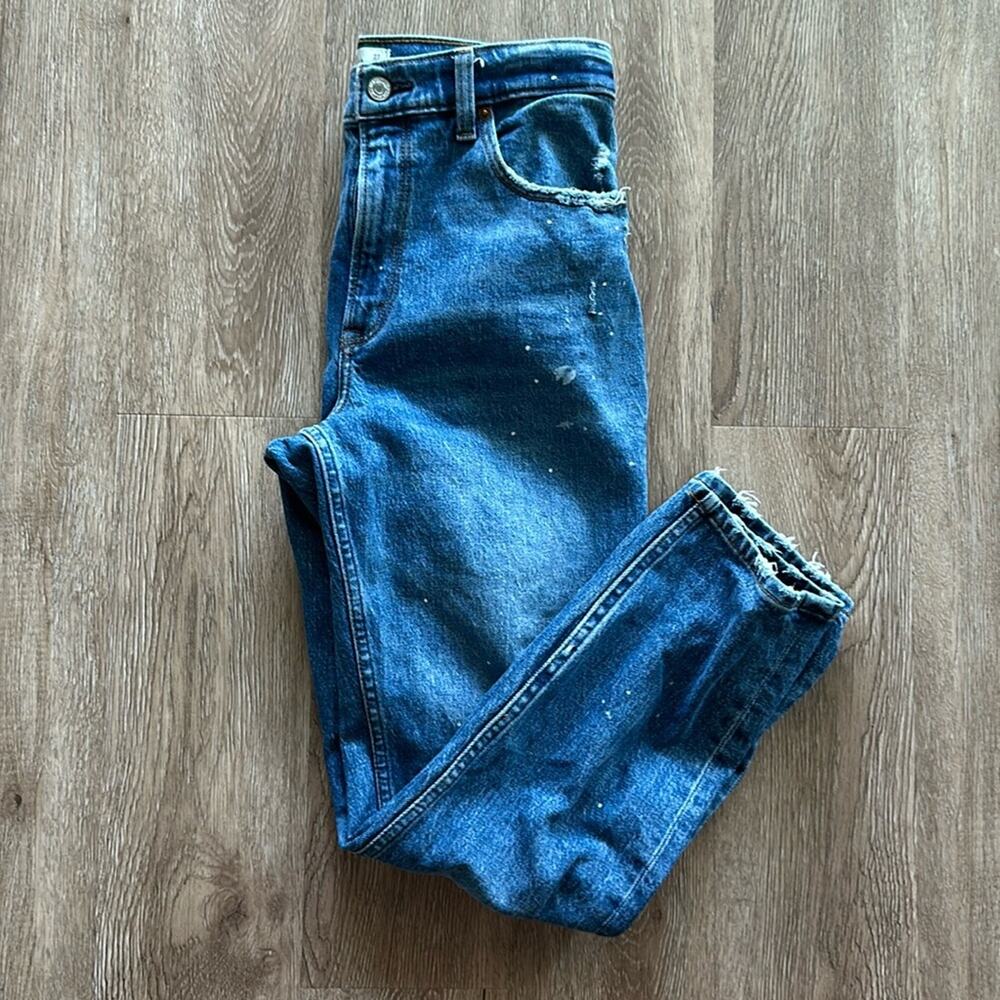Abercrombie & Fitch High Rise Distressed Mom Jeans Medium Wash Size 27